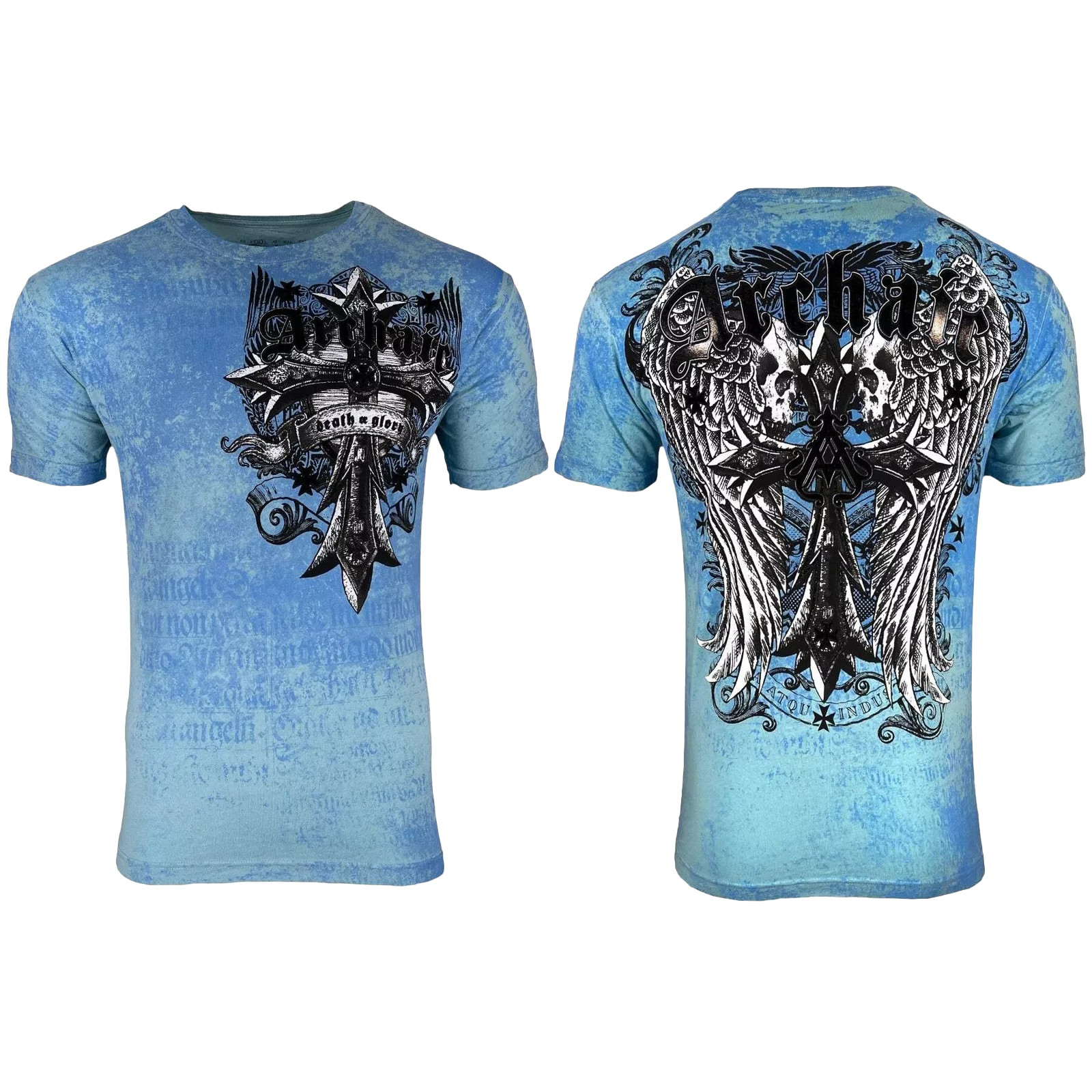 Archaic Affliction Men's T-Shirt Lustrous Skull Wings Biker Best Gift For Mens