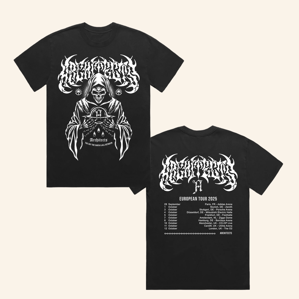 Architect Merch Hands Of The Reaper Eu UK Autumn Tour Black T-Shirt Gifts For Fans