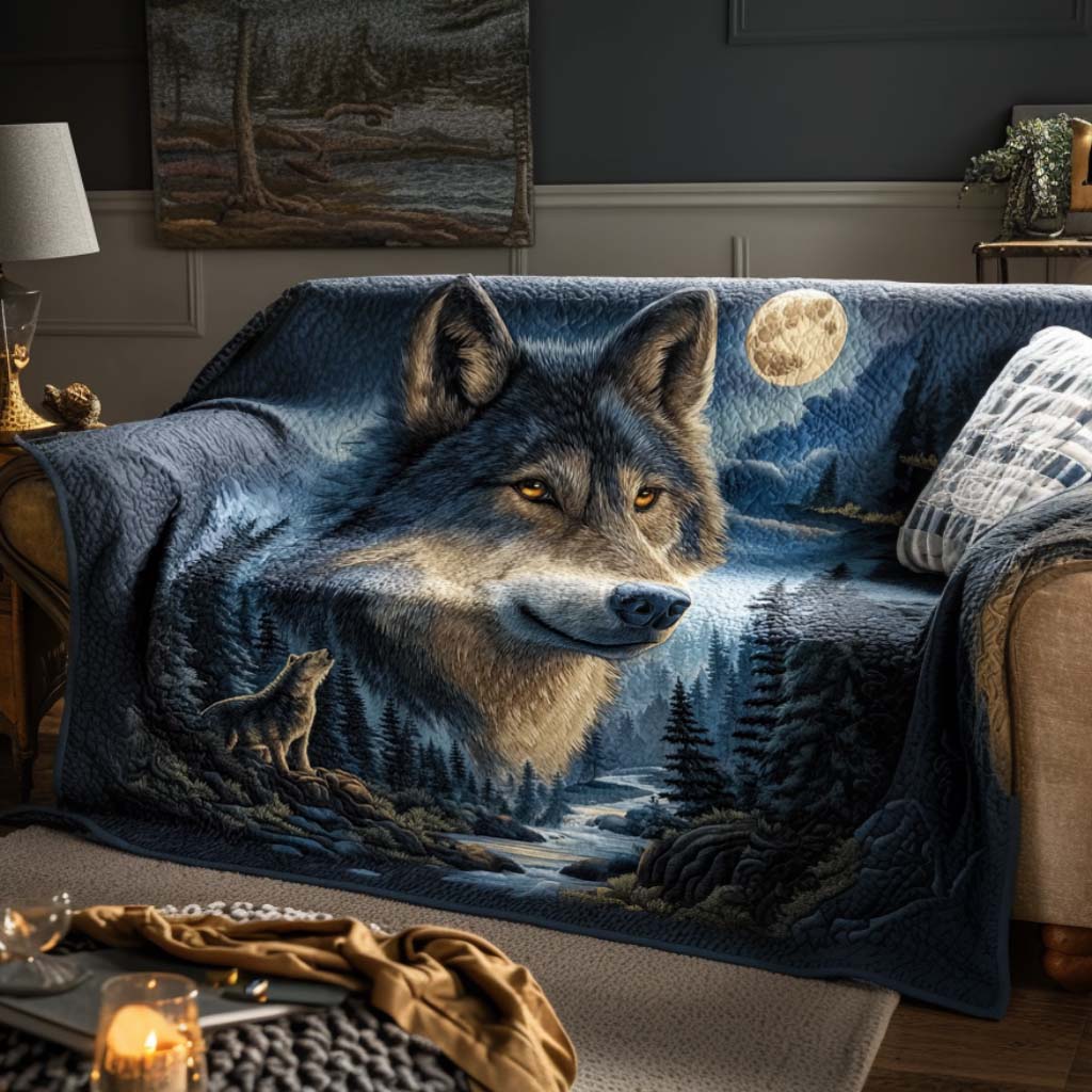 Arctic Alpha Quilted Sofa Cover Sofa Seat Covers Wolf Themed Gifts