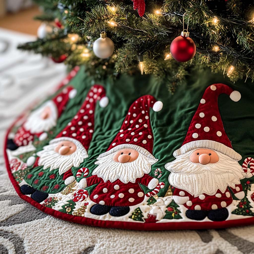 Arctic Amble Christmas Quilted Tree Skirt Xmas Tree Base Cover Mother In Law Christmas Gift