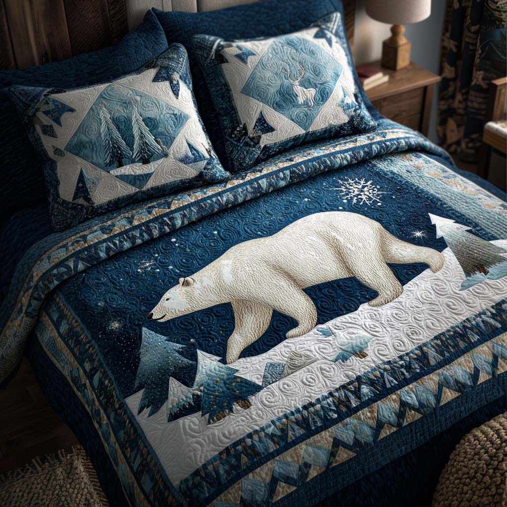 Arctic Bear Quilted Bedding Set Perfect Bedroom Gift Set to Show You Care