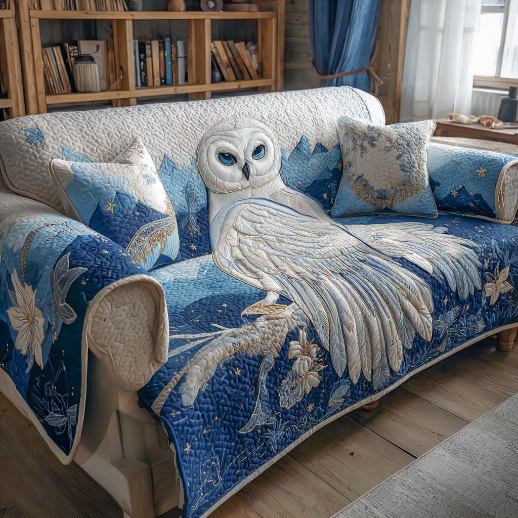 Arctic Calm Quilted Sofa Cover Holiday Living Room Decor Owl Themed Christmas Gifts