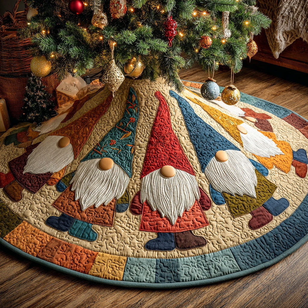 Arctic Giggles Christmas Quilted Tree Skirt Winter Decor Xmas Tree Skirt Gnome Lover Xmas Gifts