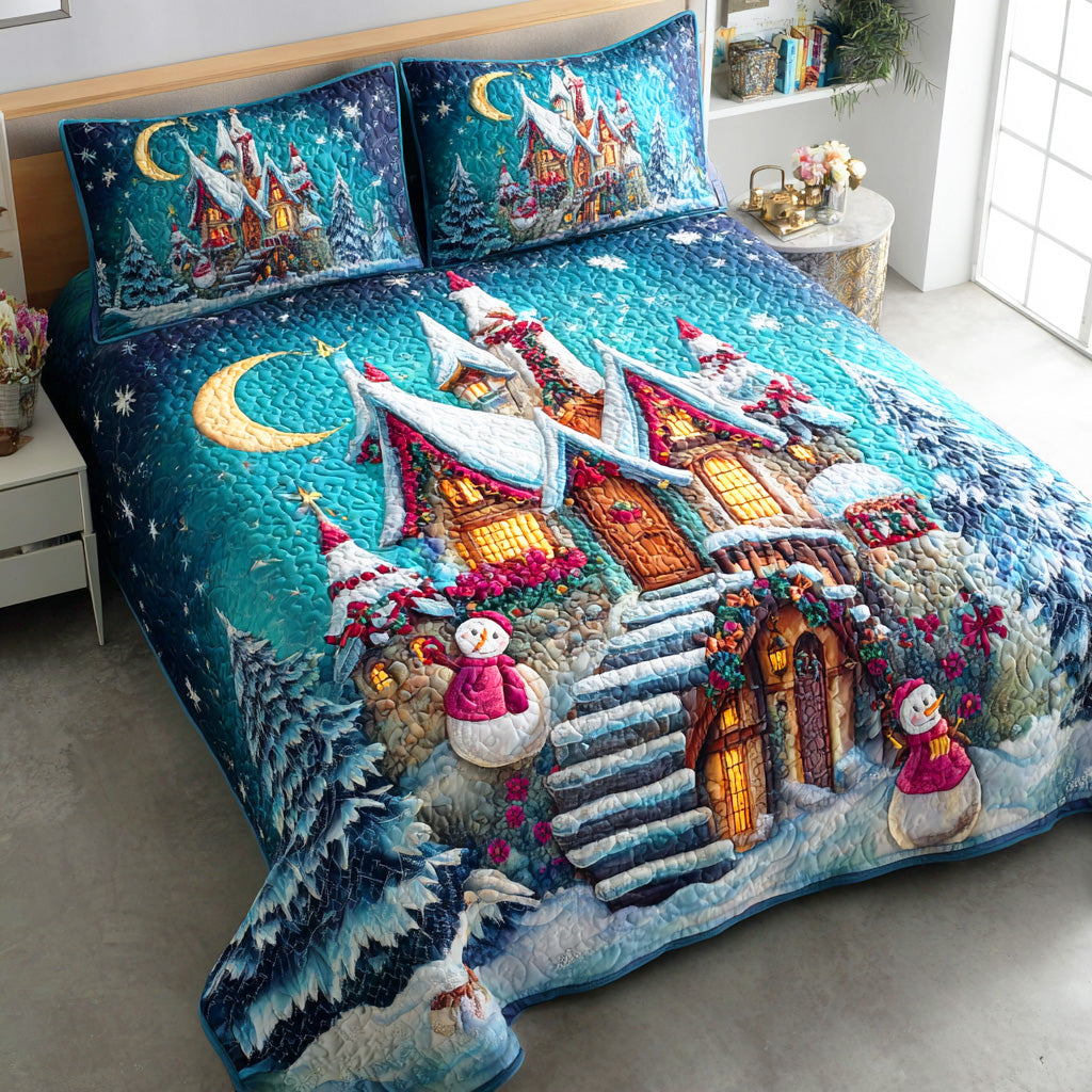 Arctic Gleam Quilted Bedding Set Personalized Bedding Set Gift for Couples