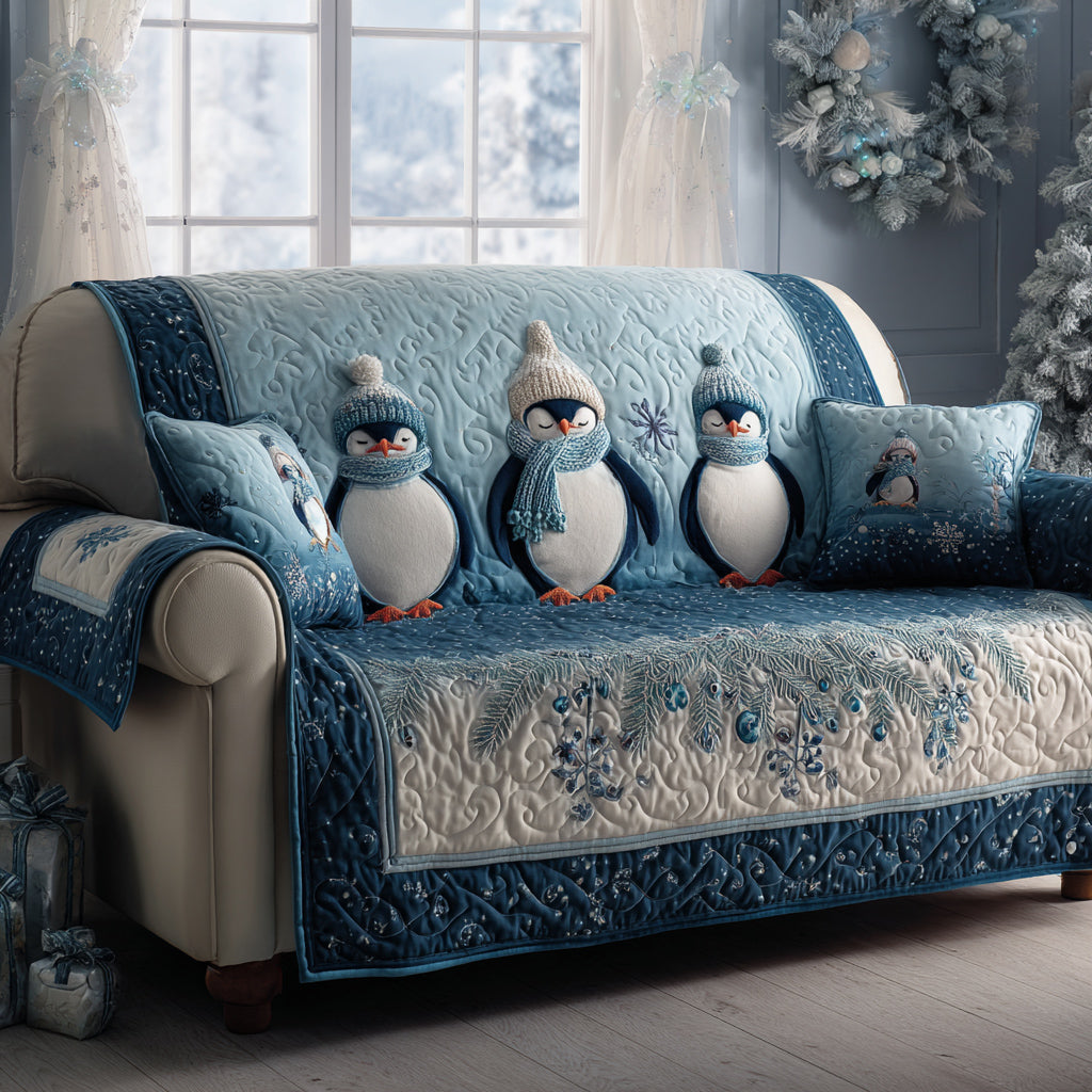 Arctic Penguin Quilted Sofa Cover Sofa Throw Cover Best Anniversary Gifts For Couples