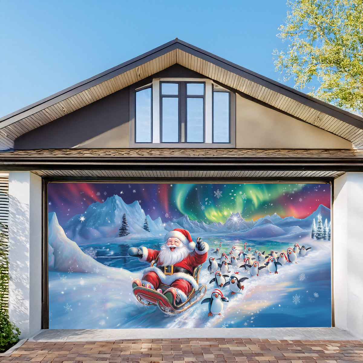 Arctic Santa Christmas Garage Door Banner Holiday Home Decor Christmas Gift Ideas
