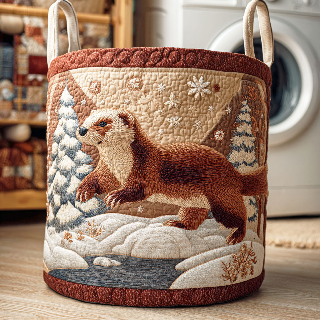 Arctic Weasel Trail Quilted Laundry Basket Easter Merch Gift