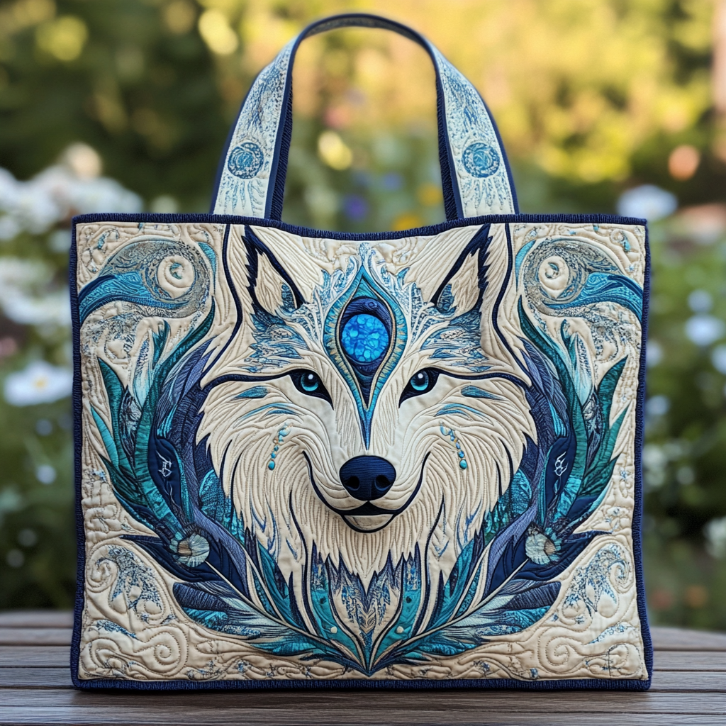 Arctic Wolf Quilted Tote Bag Best Gifts For Wolf Lovers