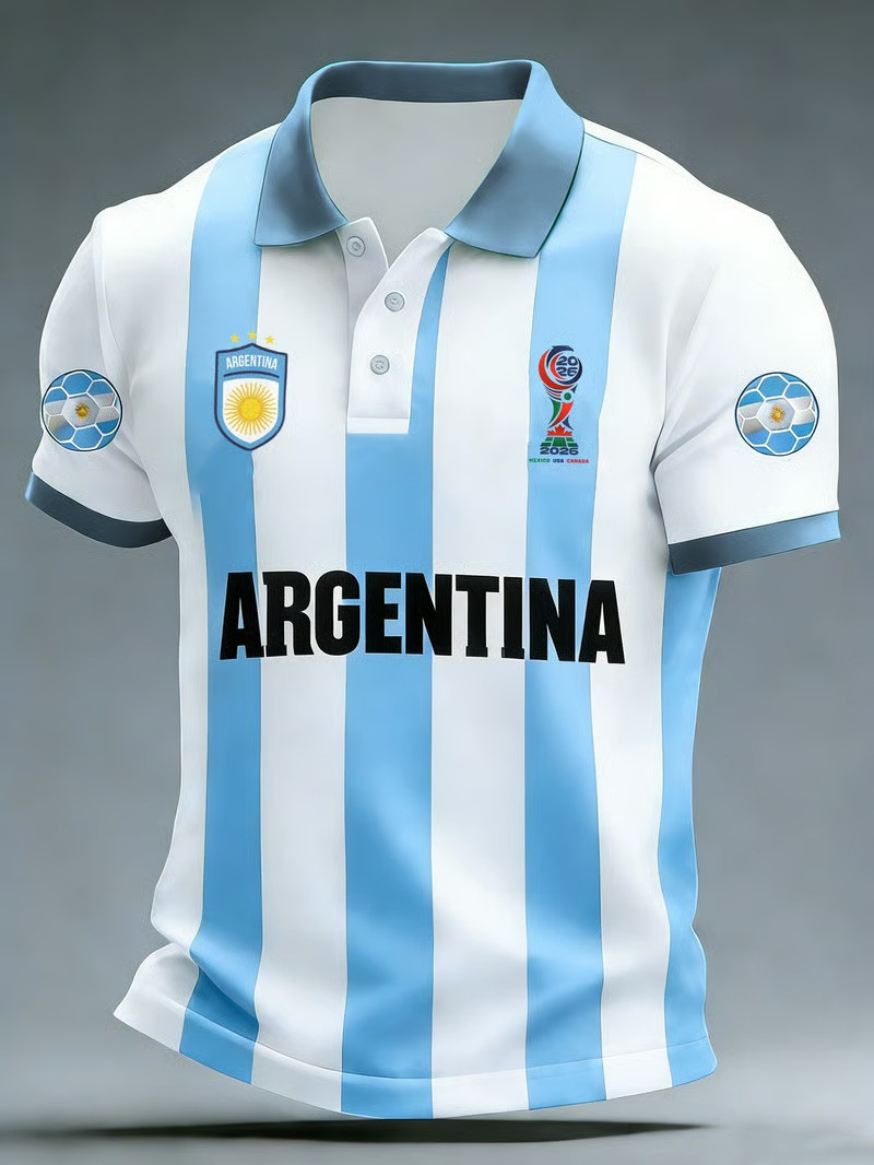 Argentina Albiceleste World Cup Polo Shirt Striped Soccer Fan Gear Gift For Family Supporters