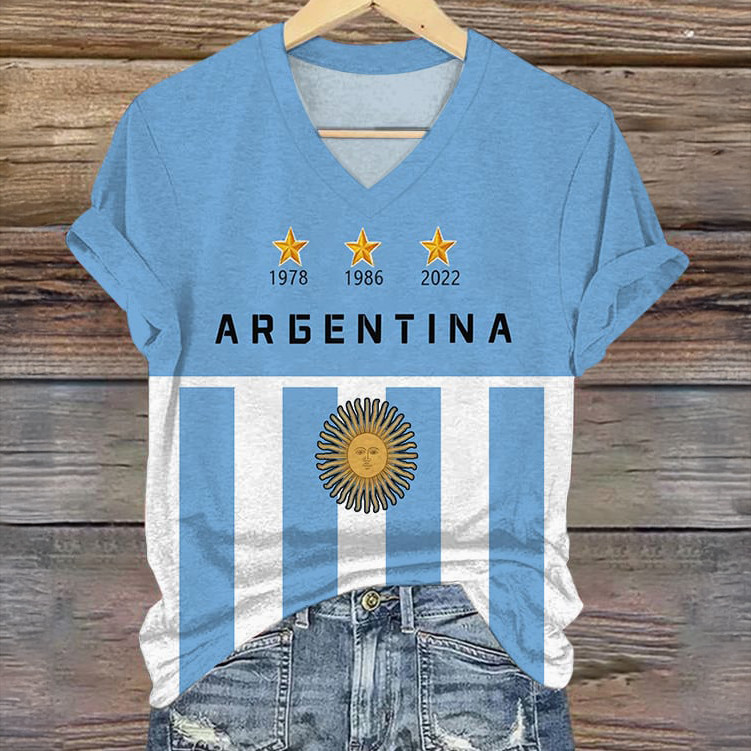 Argentina FIFA Club World Cup Bracket V-Neck Shirt 2026 World Cup Shirt Soccer Lover Gift