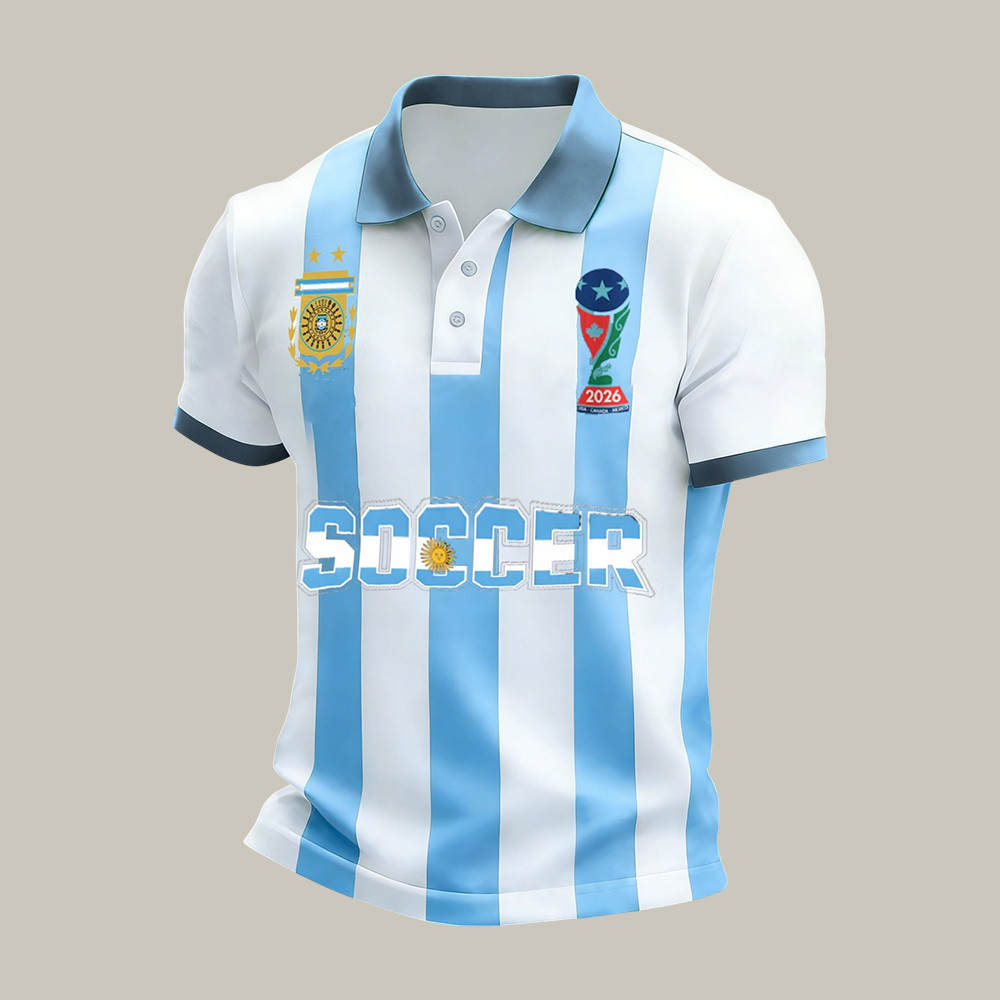 Argentina FIFA World Cup Team Polo Shirt Argentina Soccer Fan Shirt Gift For Dad Birthday