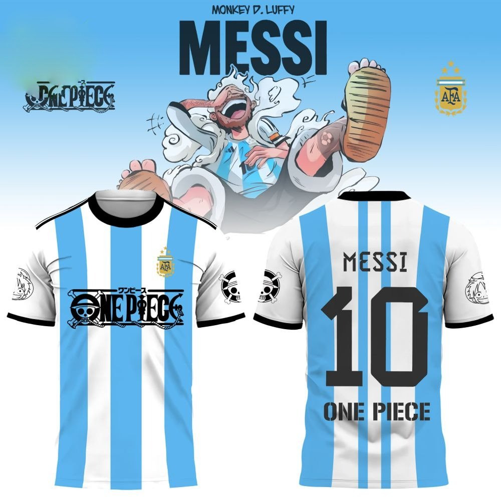 Argentina Messi x One Piece T-Shirt Gift For Soccer Fan Lovers