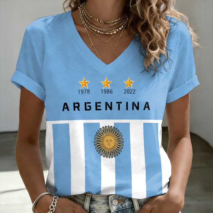 Argentina World Cup 2026 Group Stage Matches V-Neck Shirt Game Day Clothes Soccer Gear