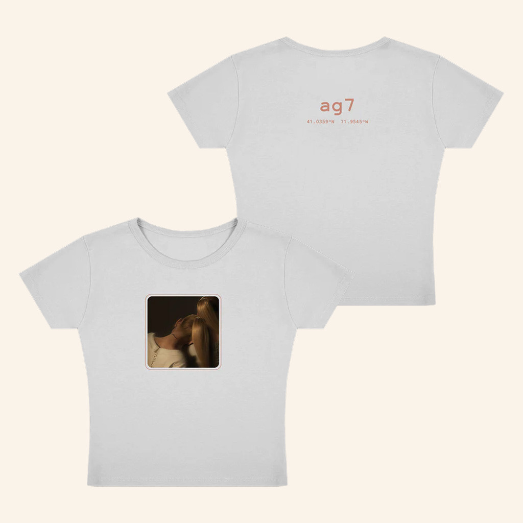Ariana Grande Merch AG7 White Cropped Shirt Music Lover Gift Ideas For Her