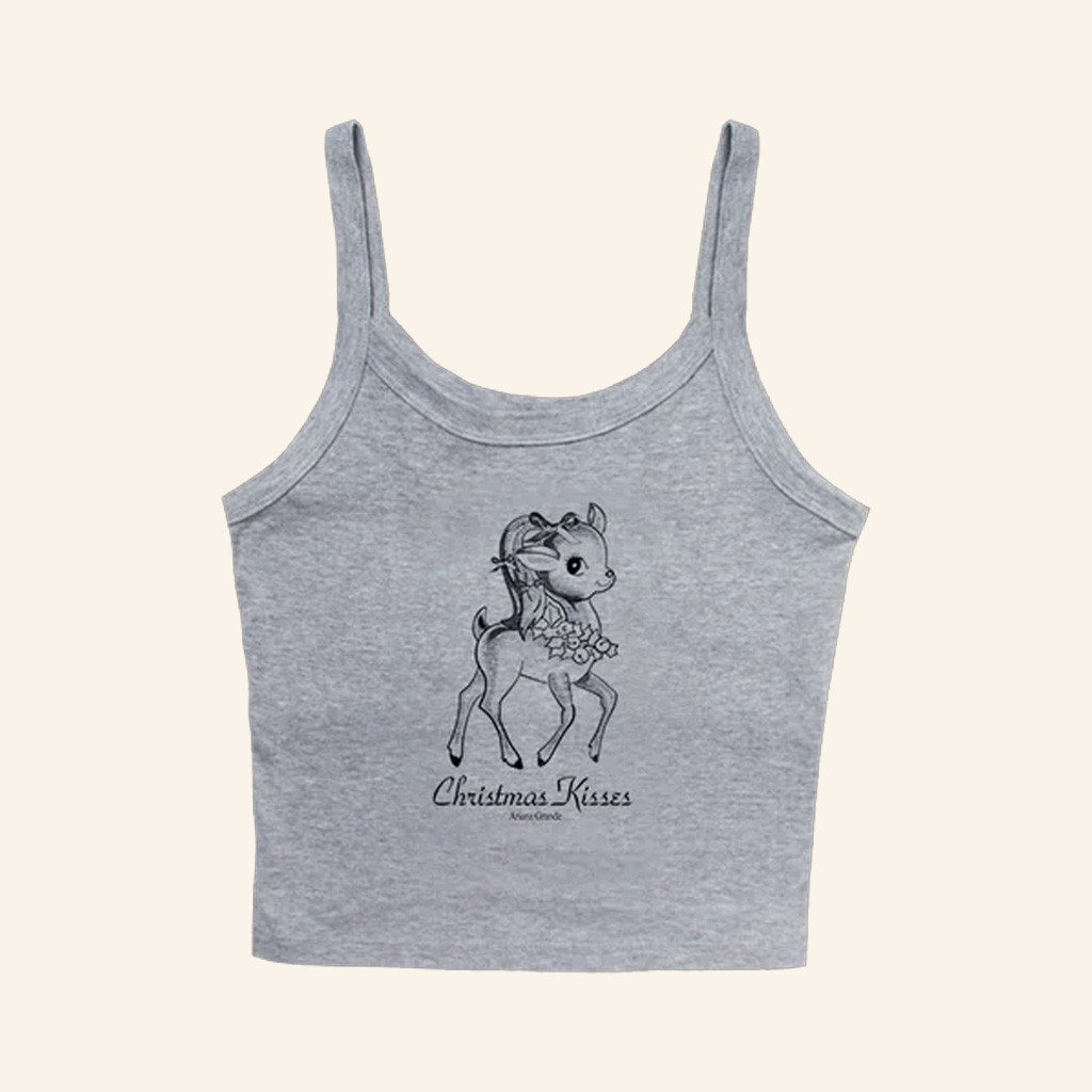 Ariana Grande Merch Christmas Kisses Cropped Tank Top Xmas Gifts For Girlfriend