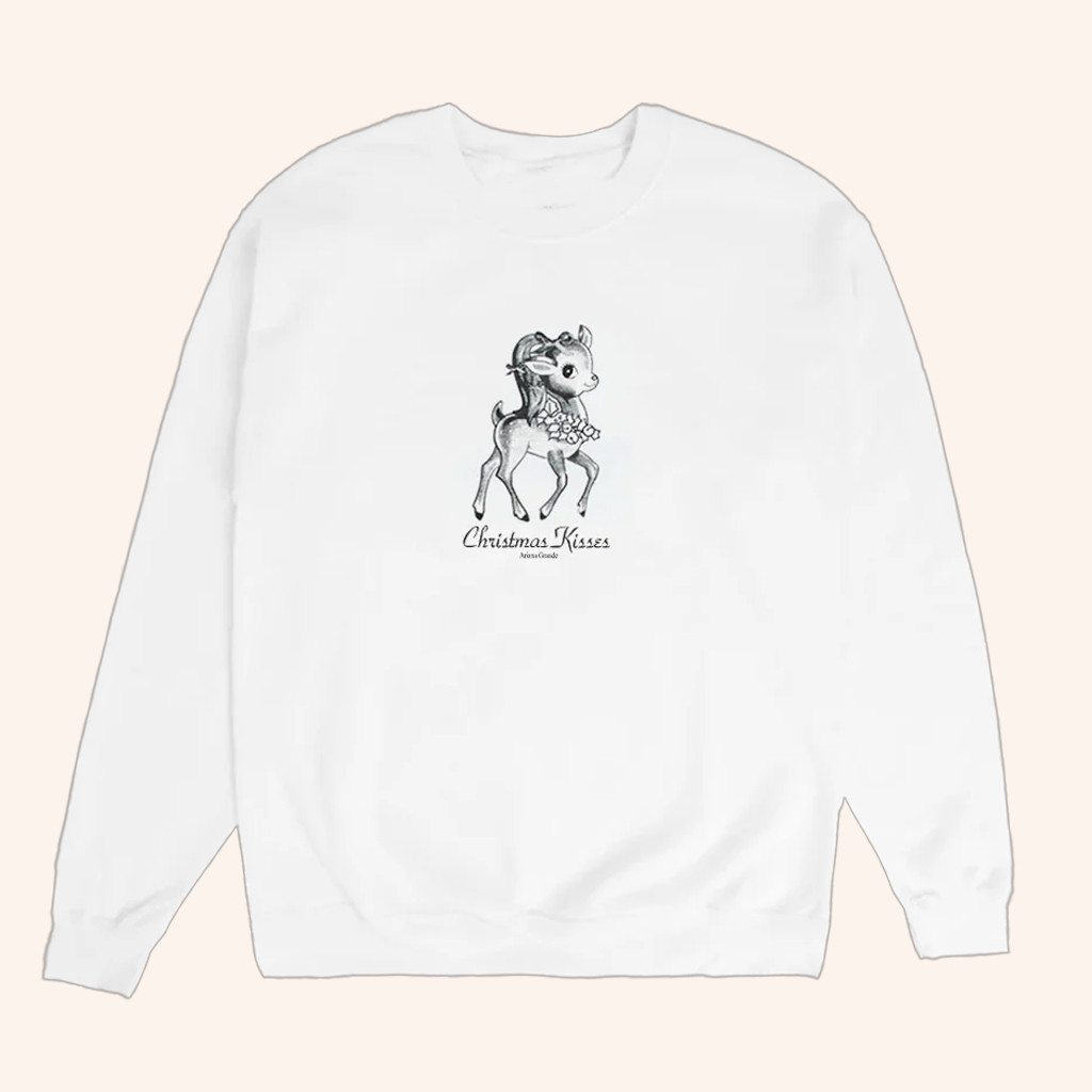 Ariana Grande Merch Christmas Kisses Reindeer Crewneck Sweatshirt Best Gifts For Music Lovers Ariana Grande Merch Christmas Kisses Reindeer Crewneck Sweatshirt Best Gifts For Music Lovers