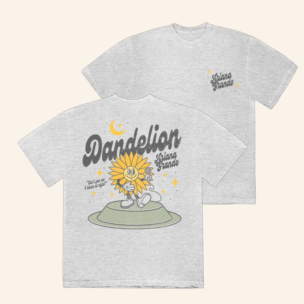 Ariana Grande Merch Dandelion Grey T-Shirt Xmas Gifts For Girlfriend