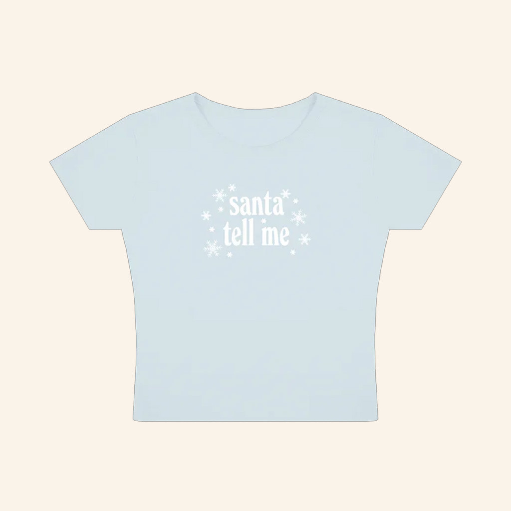 Ariana Grande Merch Santa Tell Me Baby Tee Christmas Gift Ideas For Music Lovers
