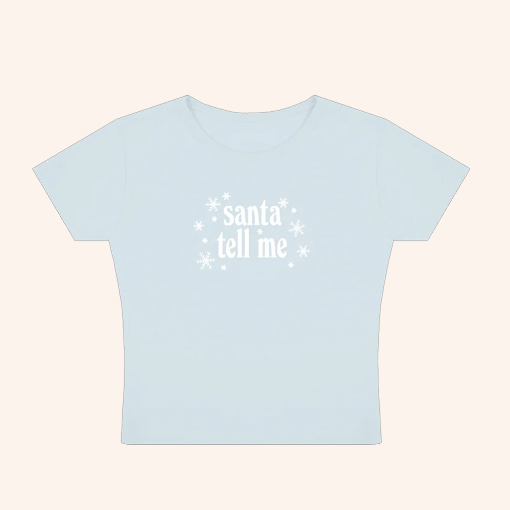 Ariana Grande Merch Santa Tell Me Baby Tee Christmas Gifts For Girlfriend