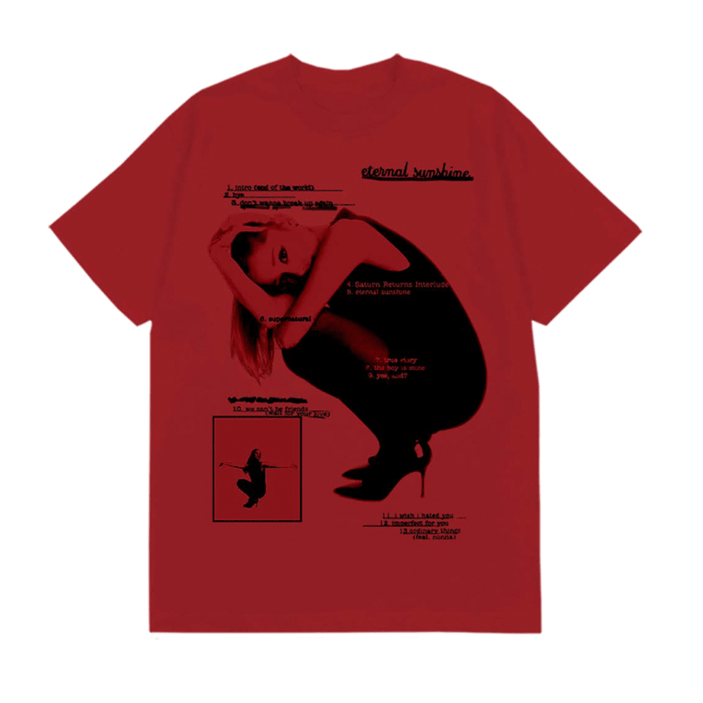 Ariana Merch Ariana Eternal Sunshine Tracklist Red T-Shirt Music Lovers Gifts For Fans