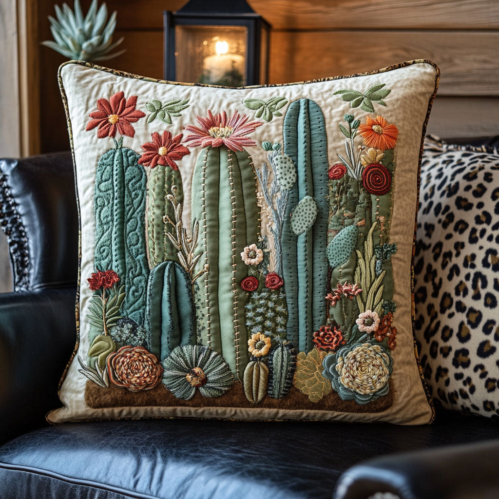 Arid Beauty Quilted Pillow Case Decorative Pillow Covers Christmas Cactus Gift