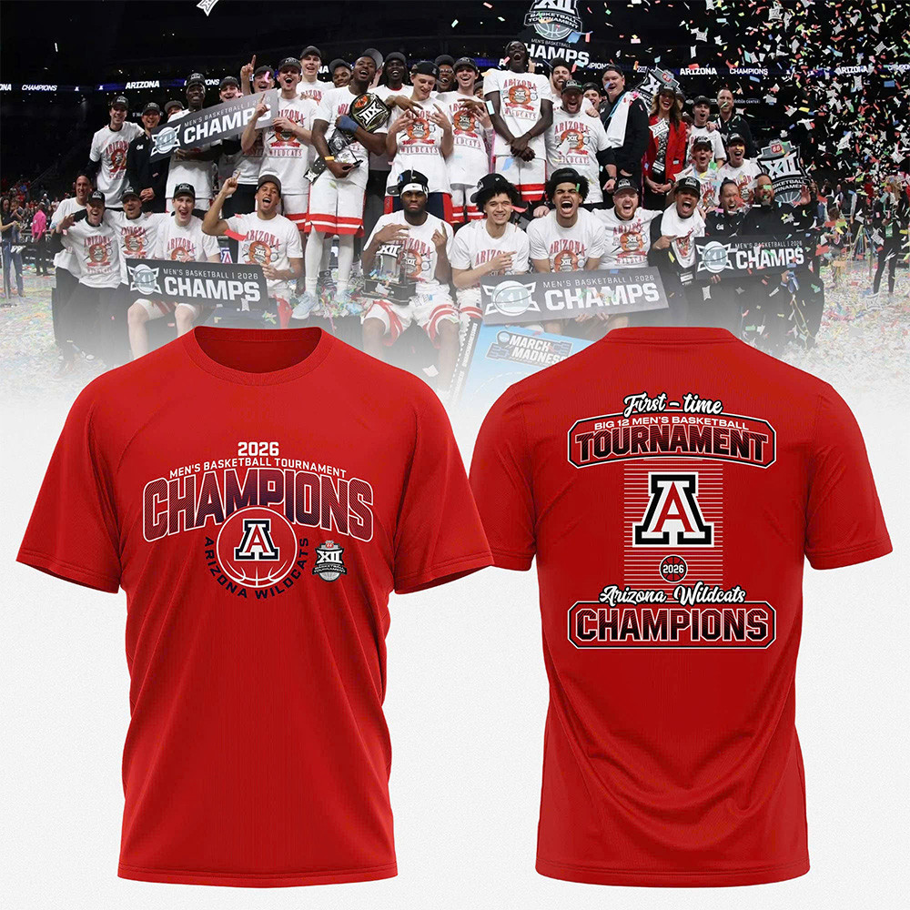 Arizona 2026 Big 12 Men's Basketball Tournament Champions T-Shirt Basketball Merch Best Fan Gift