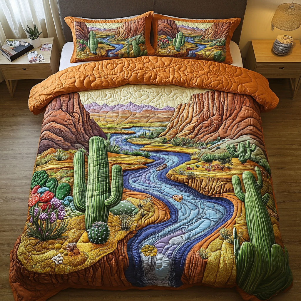 Arizona Cactus Quilted Bedding Set Bed Decorations Cactus Themed Gifts