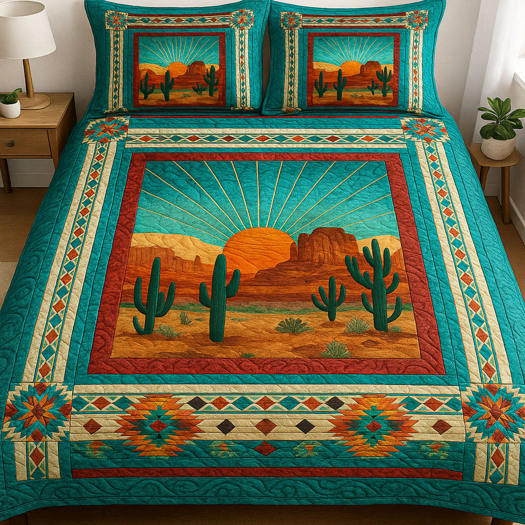 Arizona Cactus Quilted Bedding Set Holiday Duvet Covers Cactus Housewarming Gift
