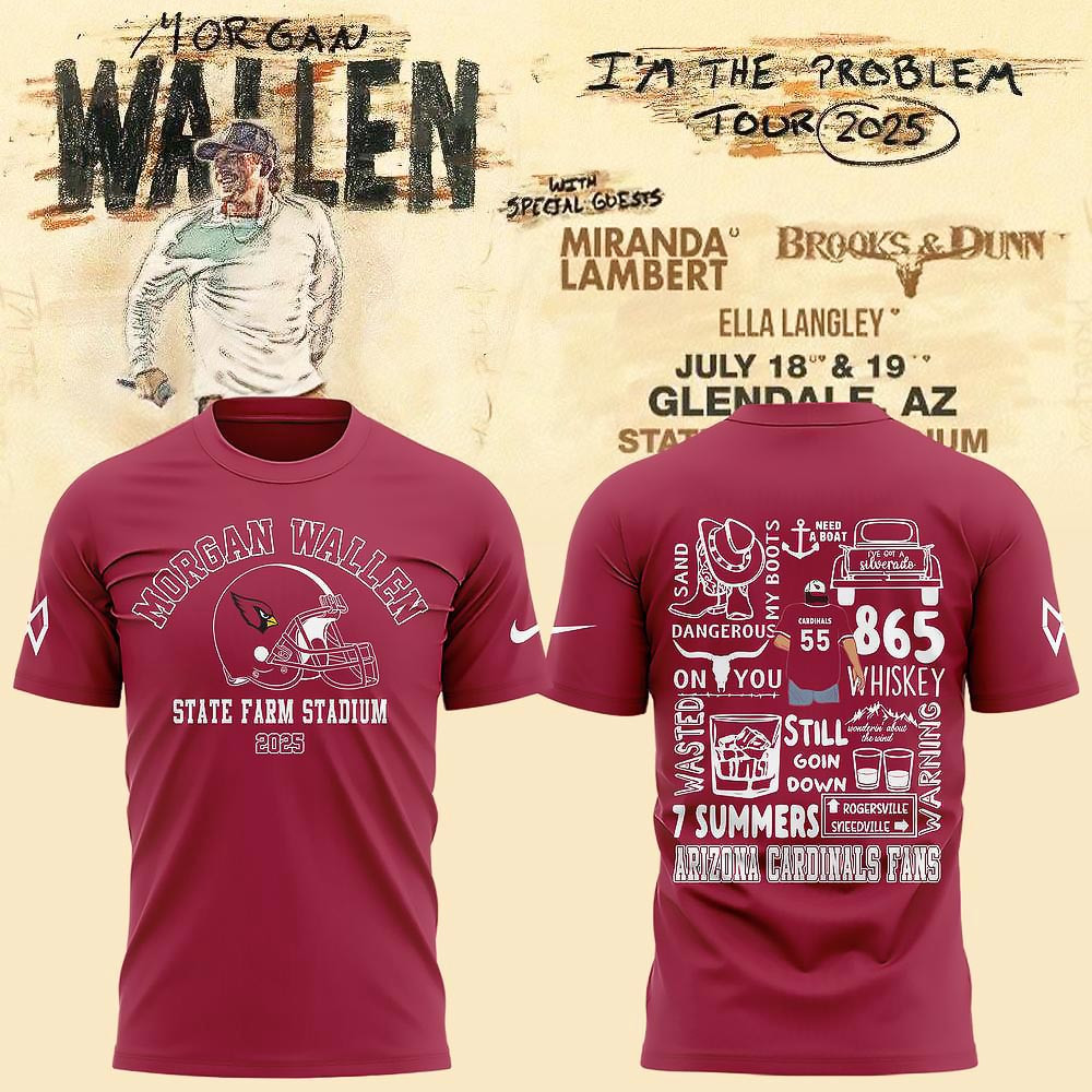 Arizona Cardinals x Morgan Wallen State Farm Stadium T-Shirt Best Gifts For Football Fans