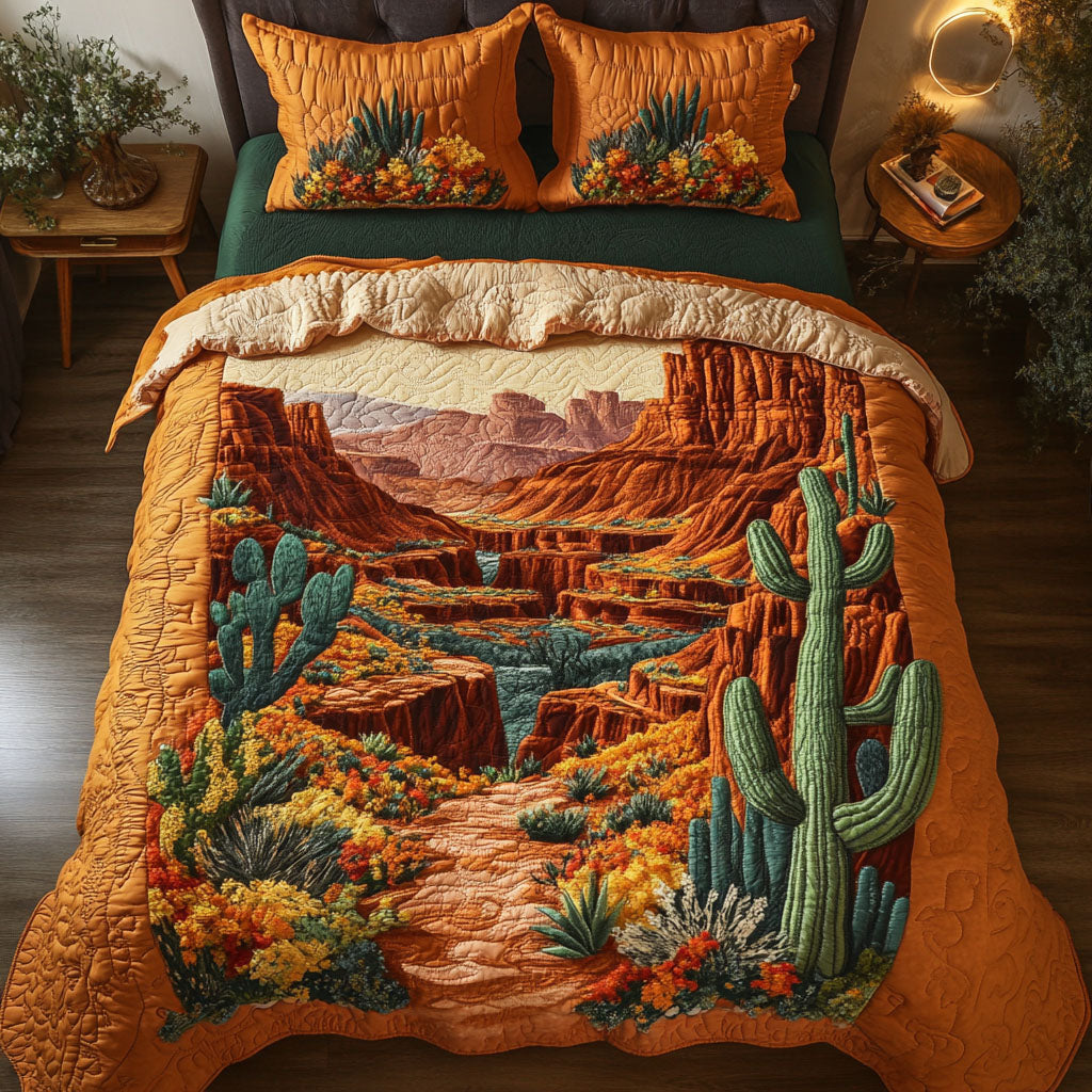 Arizona Desert Bloom Quilted Bedding Set Bedroom Decorations Cactus Theme Gifts