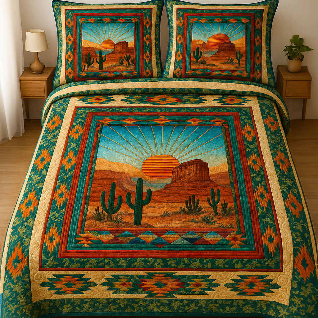 Arizona Desert Quilted Bedding Set Holiday Duvet Cover Set Best Cactus Gifts Plant