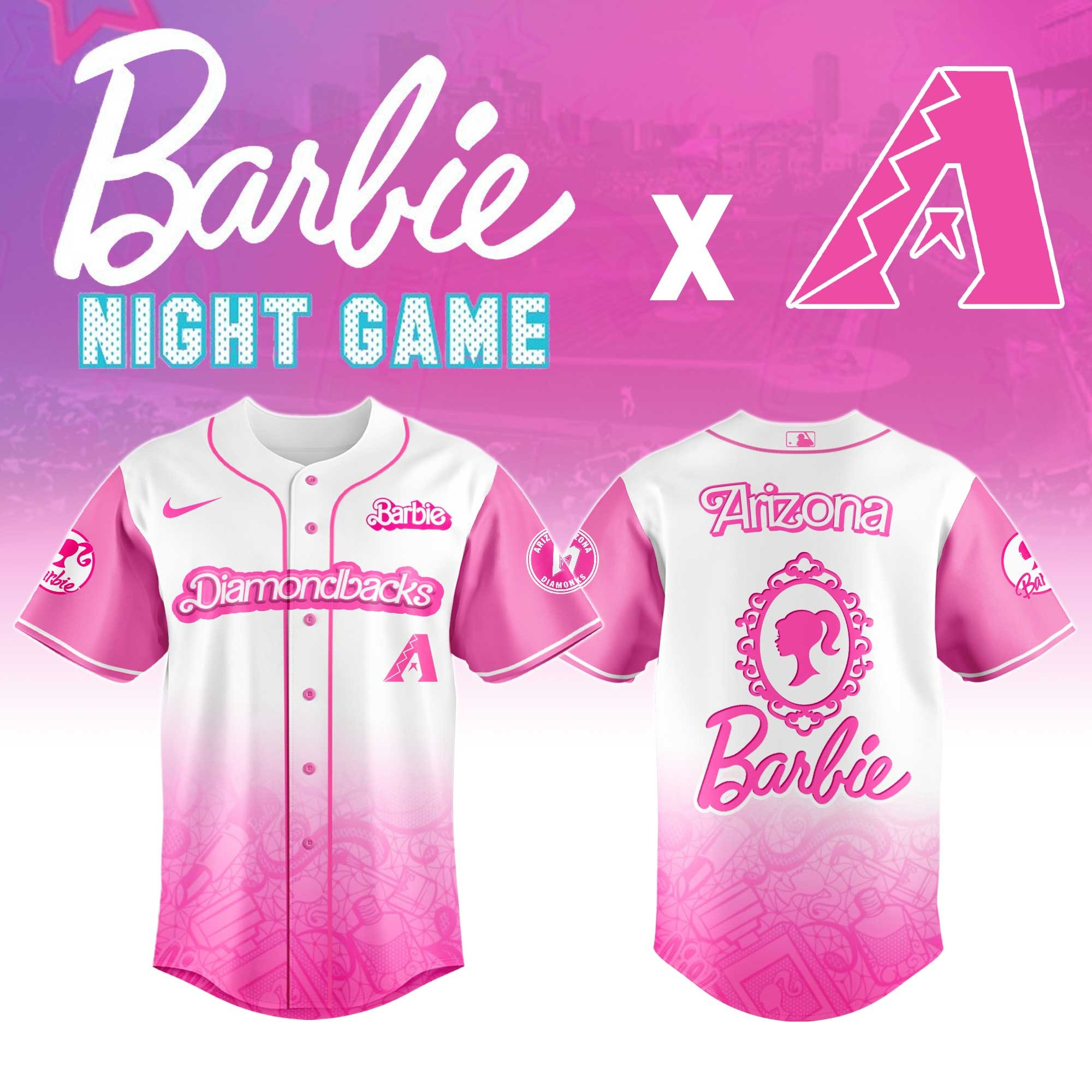 Arizona Diamondbacks MLB x Barbie Night Game Jersey 2025 Gifts For Baseball Fans