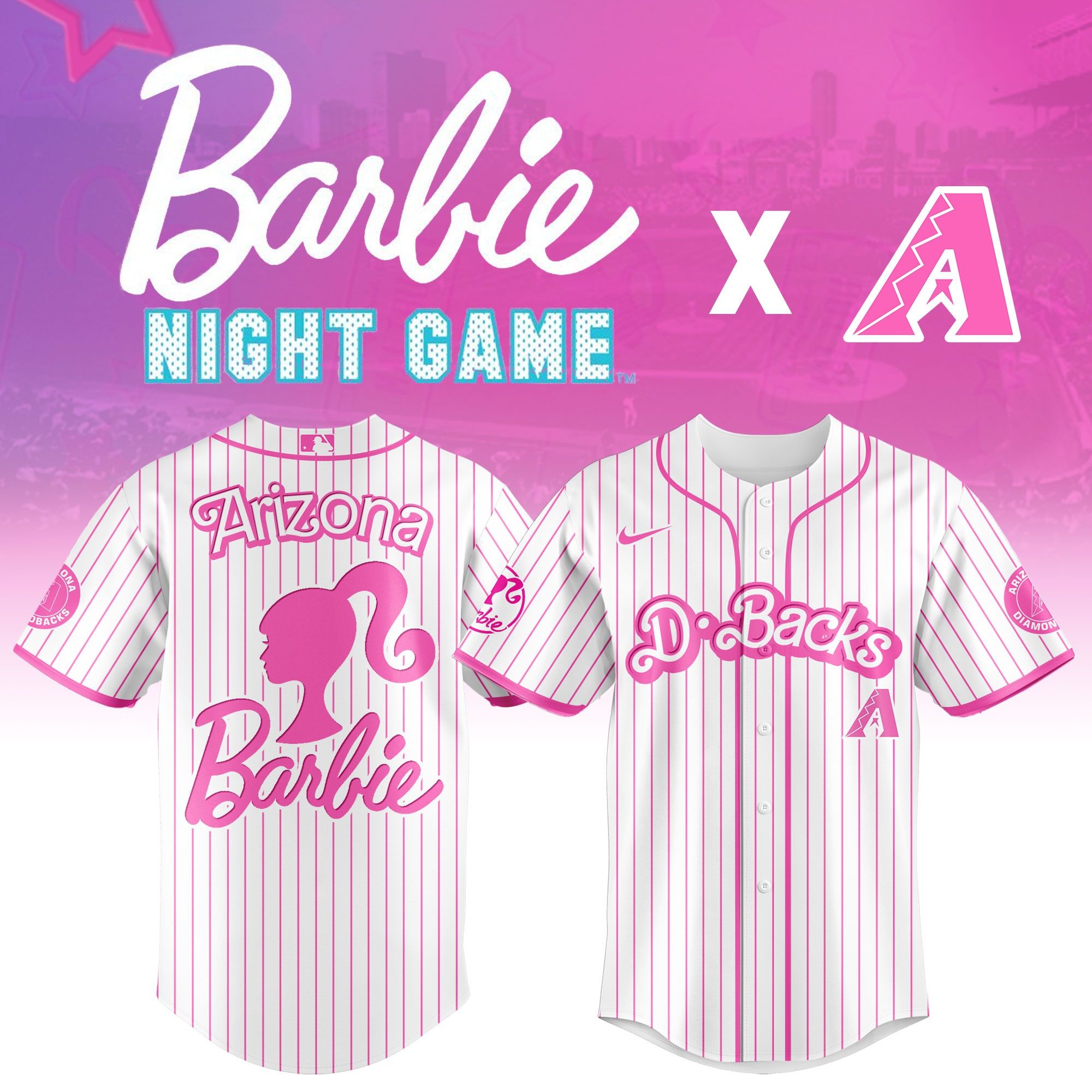 Arizona Diamondbacks MLB x Barbie Night Game Jersey Baseball Team Gift Ideas