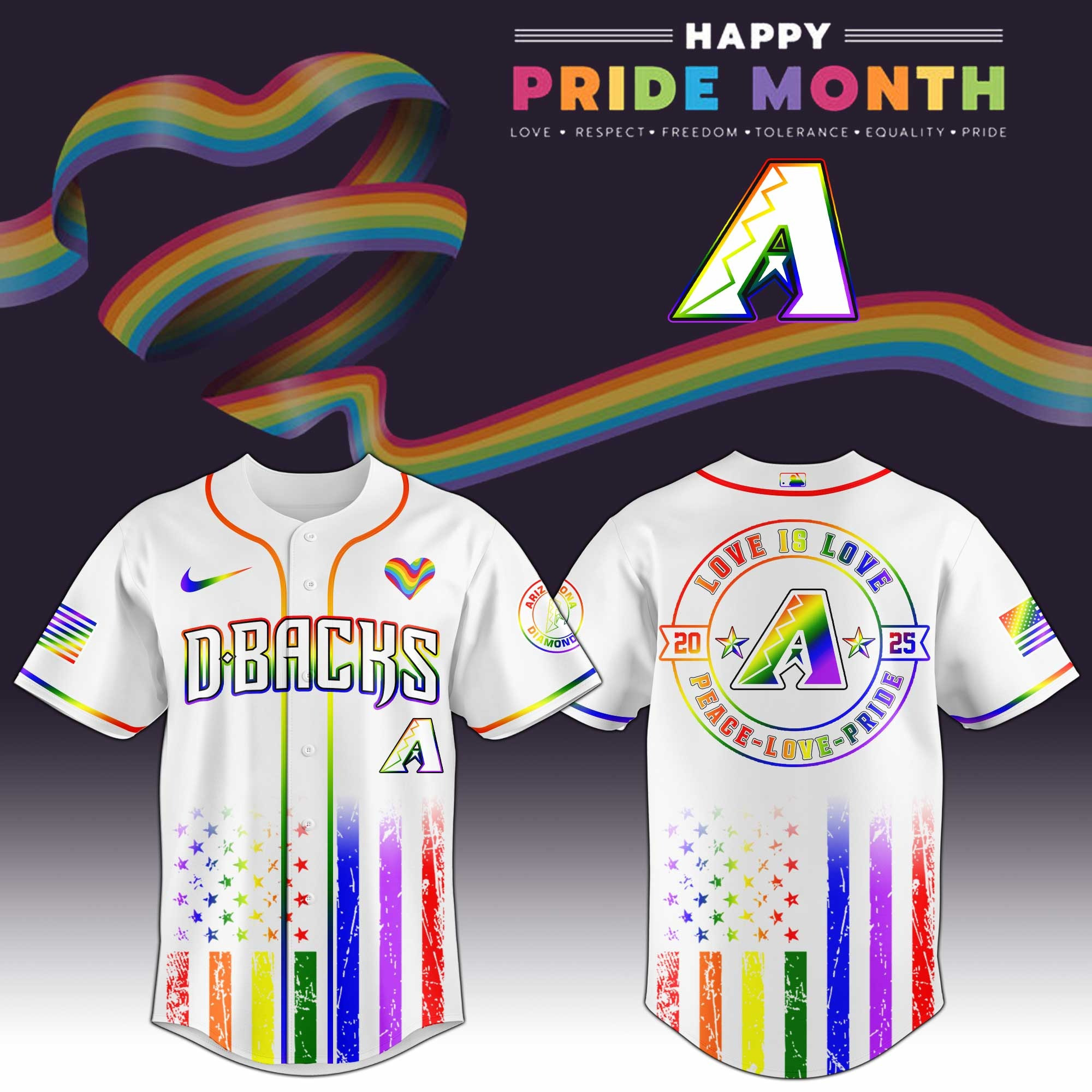 Arizona Diamondbacks MLB x Happy Pride Month Limited Edition Jersey 2025 Comfortable Shirt For Friends