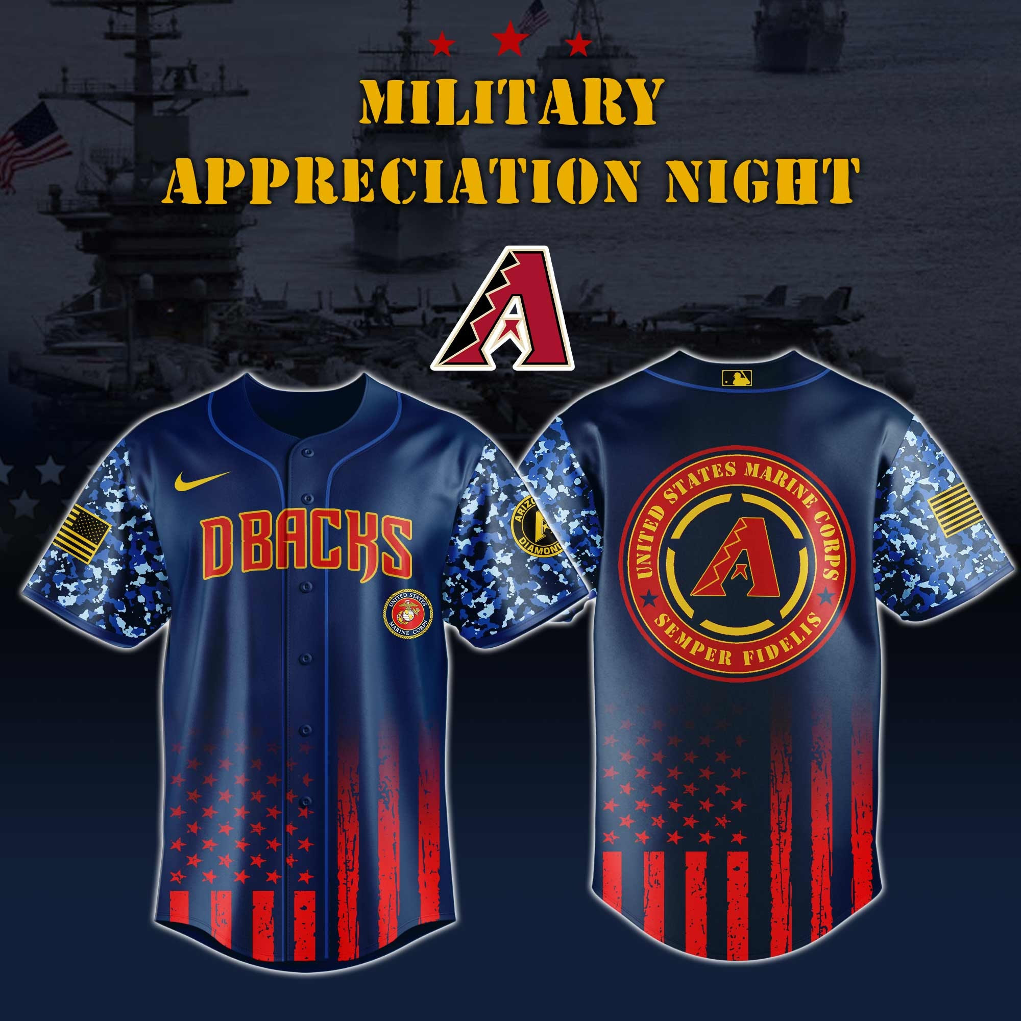 Arizona Diamondbacks MLB x Marine Corps Military Appreciation Night Jersey Editions Limited 2025 Arizona Diamondbacks Merch