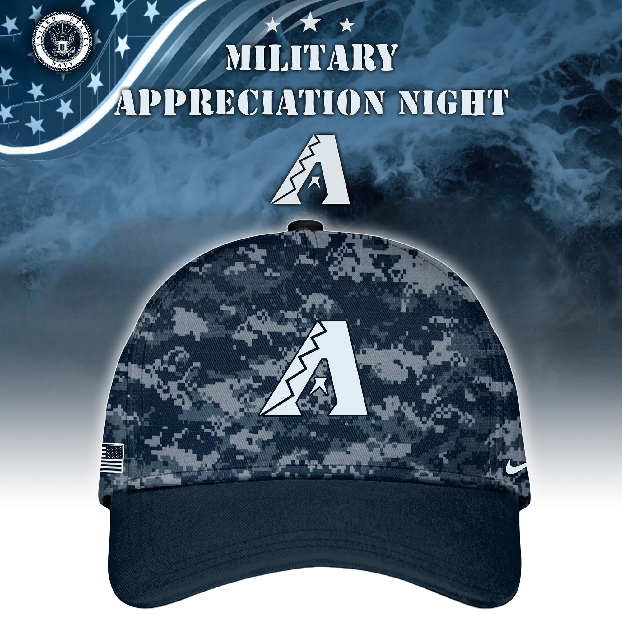 Arizona Diamondbacks MLB x Navy Military Appreciation Night Hat Gifts For Baseball Lovers