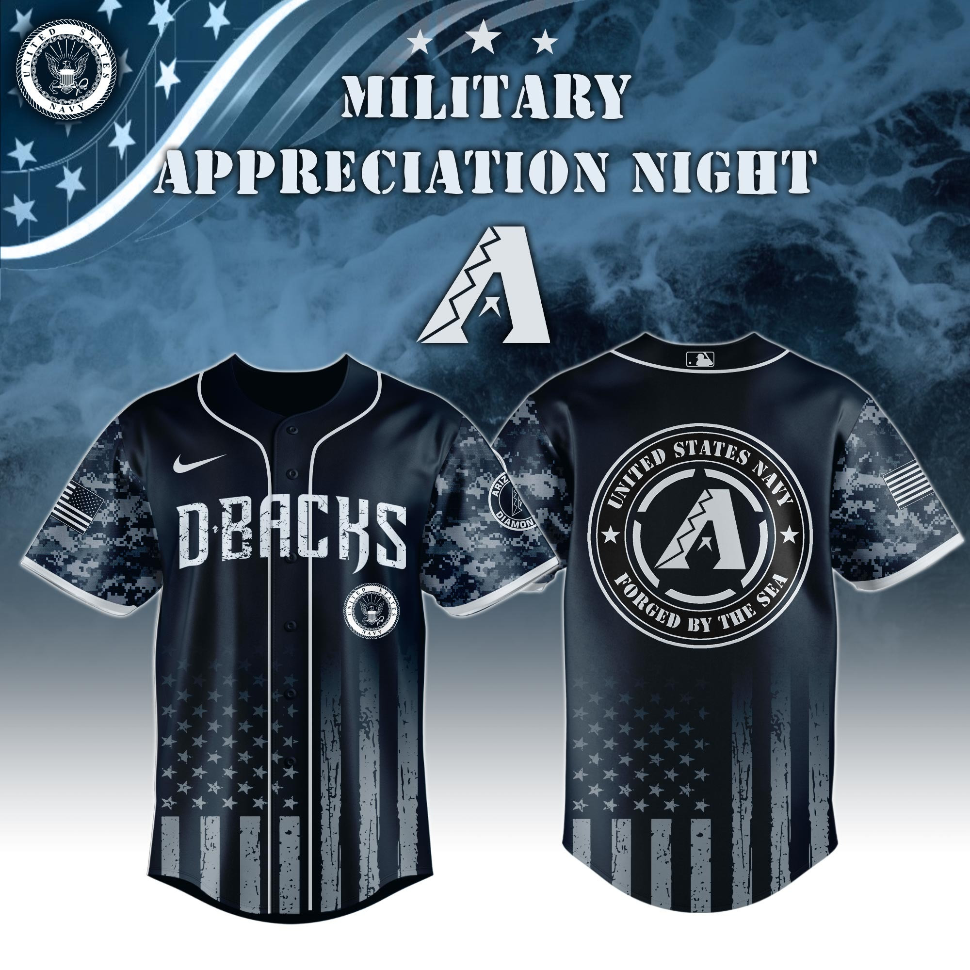 Arizona Diamondbacks MLB x Navy Military Appreciation Night Jersey Gifts For Baseball Fans