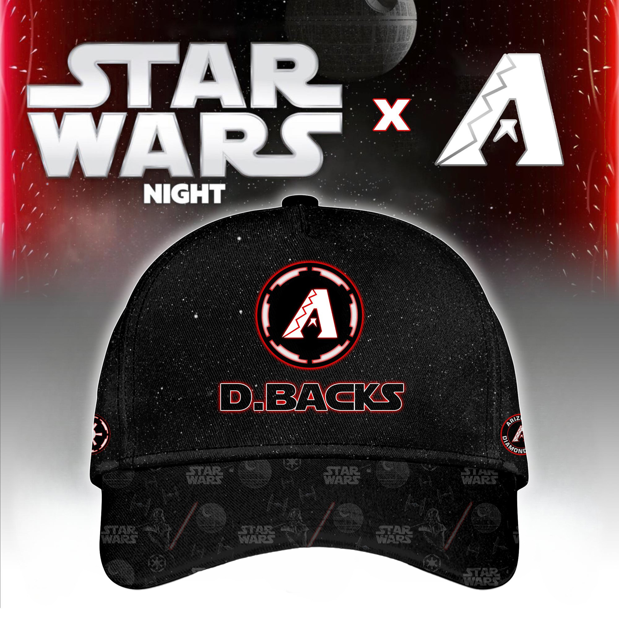 Arizona Diamondbacks MLB x Star War Night Hat Gifts For Baseball Fans