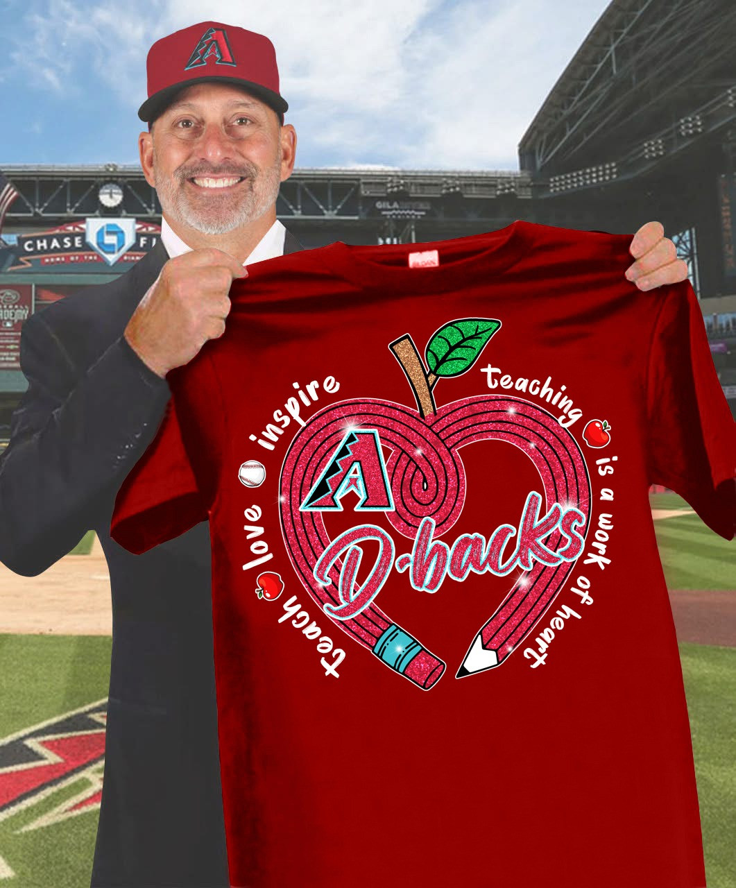 Arizona Diamondbacks Teach Love Inspire T-Shirt Honor Teacher's Day Diamondbacks Fan Gifts