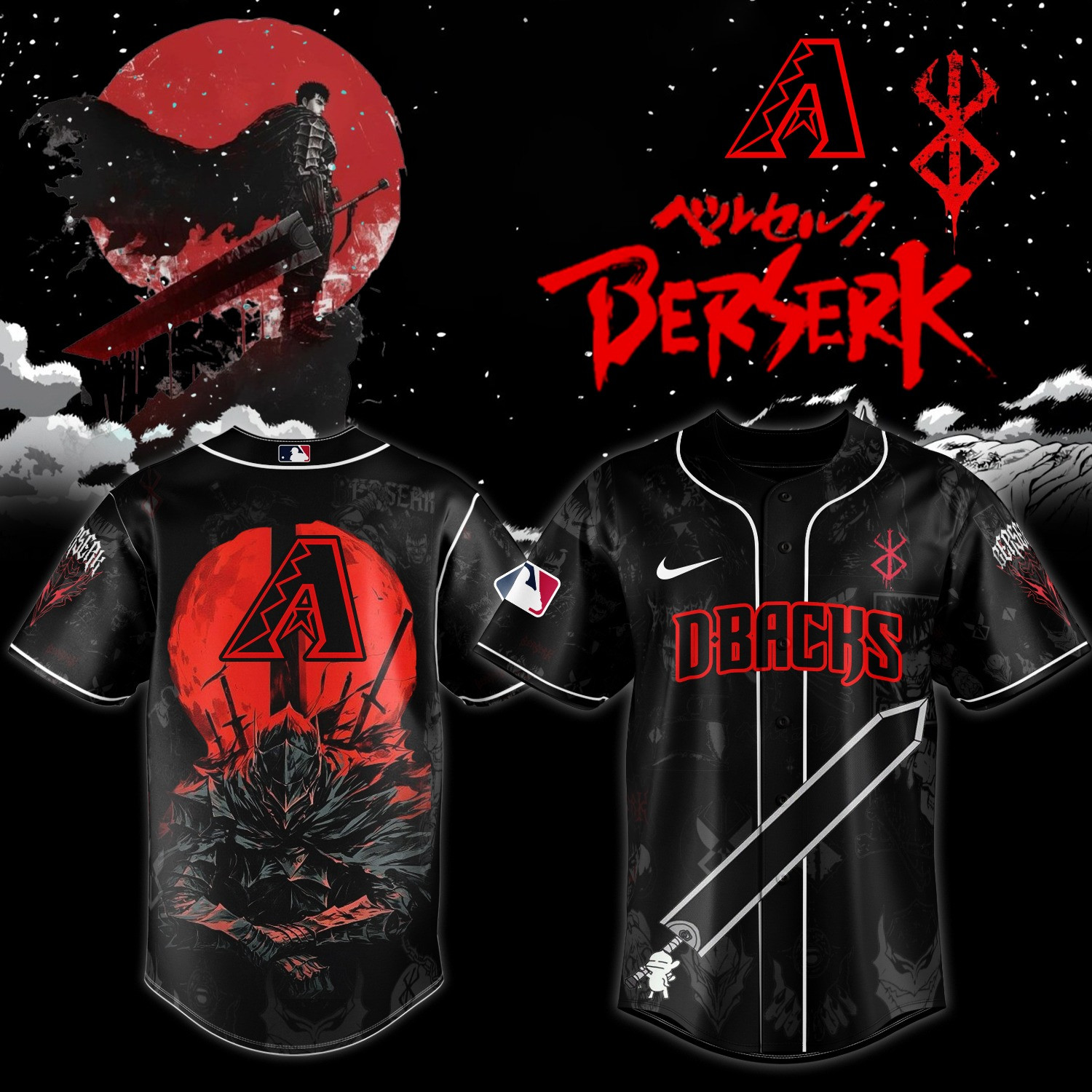 Arizona Diamondbacks x Berserk Limited Edition Jersey 2025 Gifts For Baseball Fans