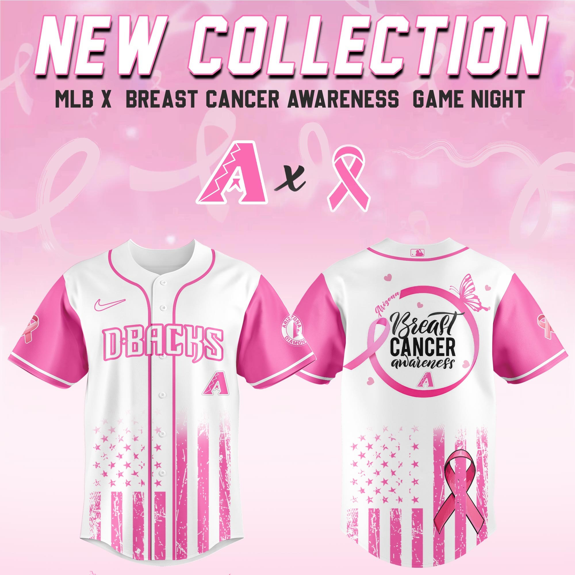 Arizona Diamondbacks x Breast Cancer Awareness Game Night Jersey Gifts For Baseball Lovers