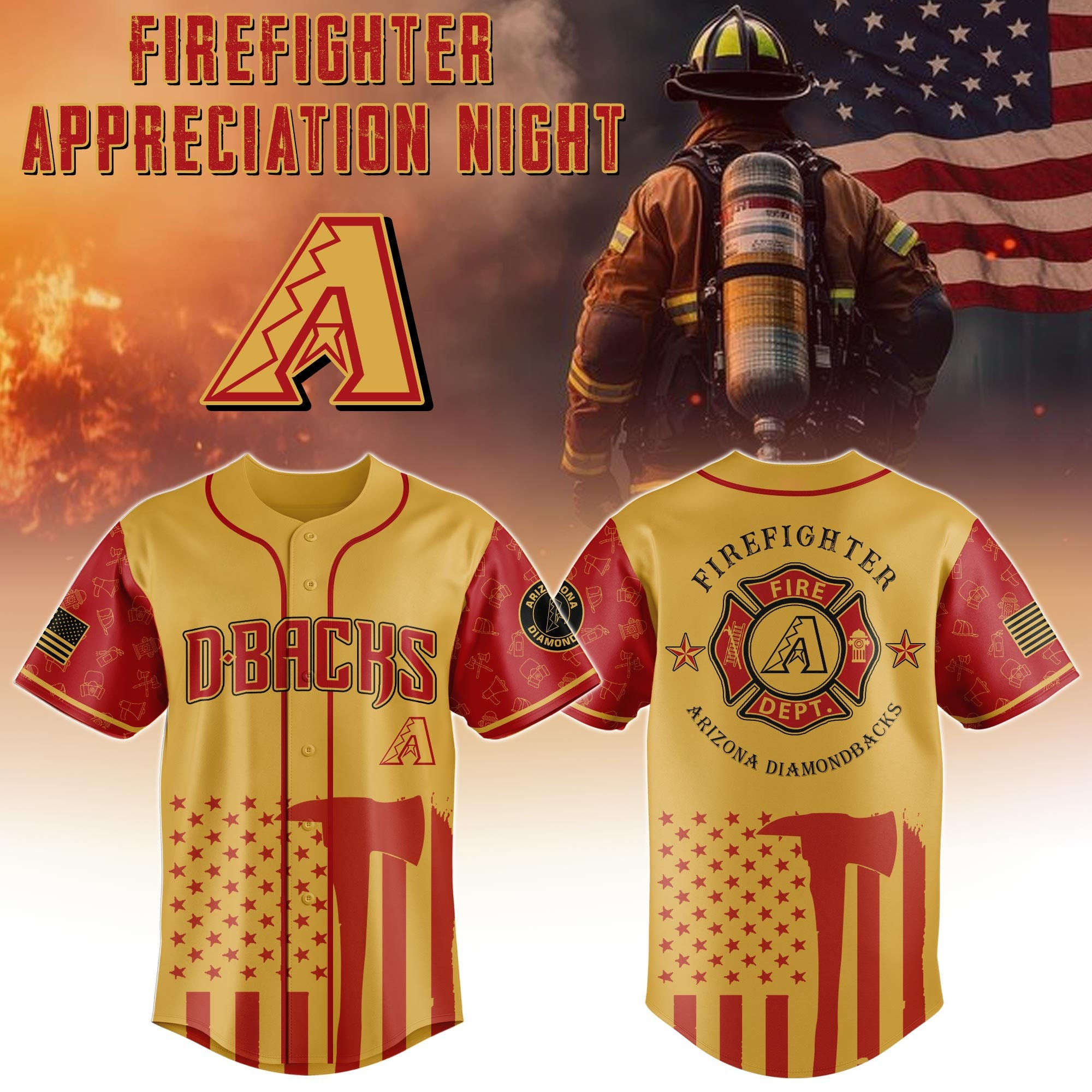 Arizona Diamondbacks x Firefighter Night Baseball Jersey Best Gifts For Enthusiasts