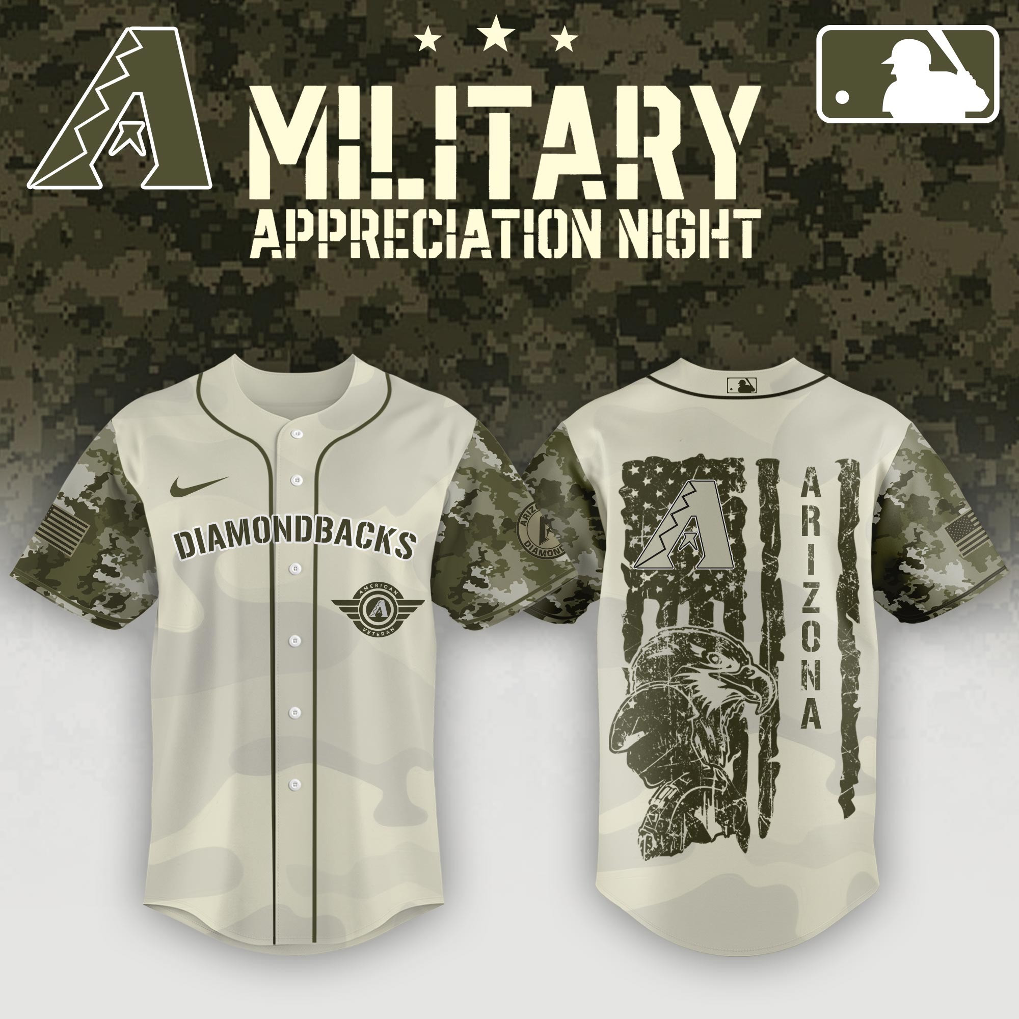 Arizona Diamondbacks x MLB 2025 Armed Forces Day Night Jersey Best Gifts For Baseball Fans