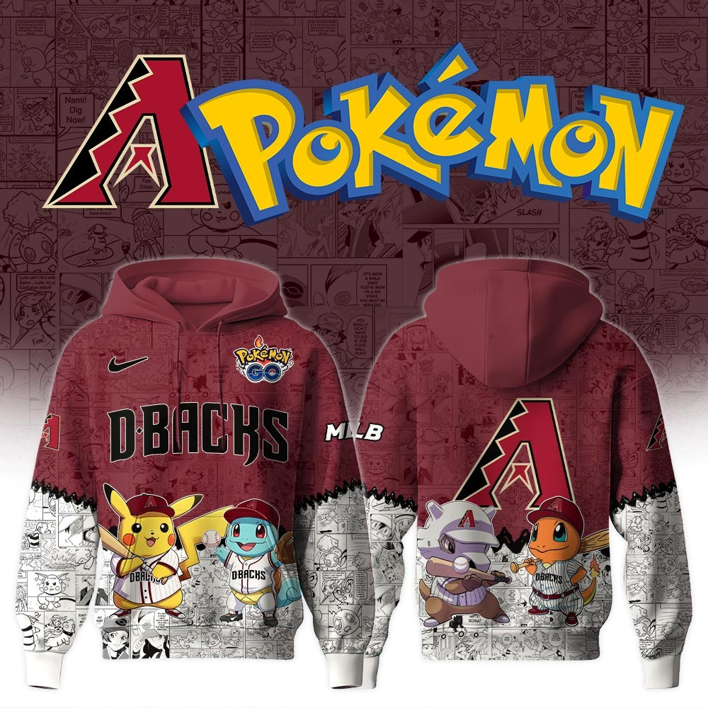 Arizona Diamondbacks X Pokemon Go Hoodie MLB Merch Best Gifts For Baseball Lovers Fans
