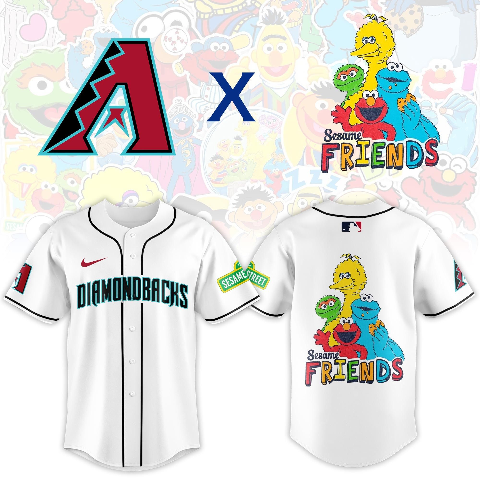 Arizona Diamondbacks x Sesame Friends 2025 Street Night Jersey Gifts For Fans