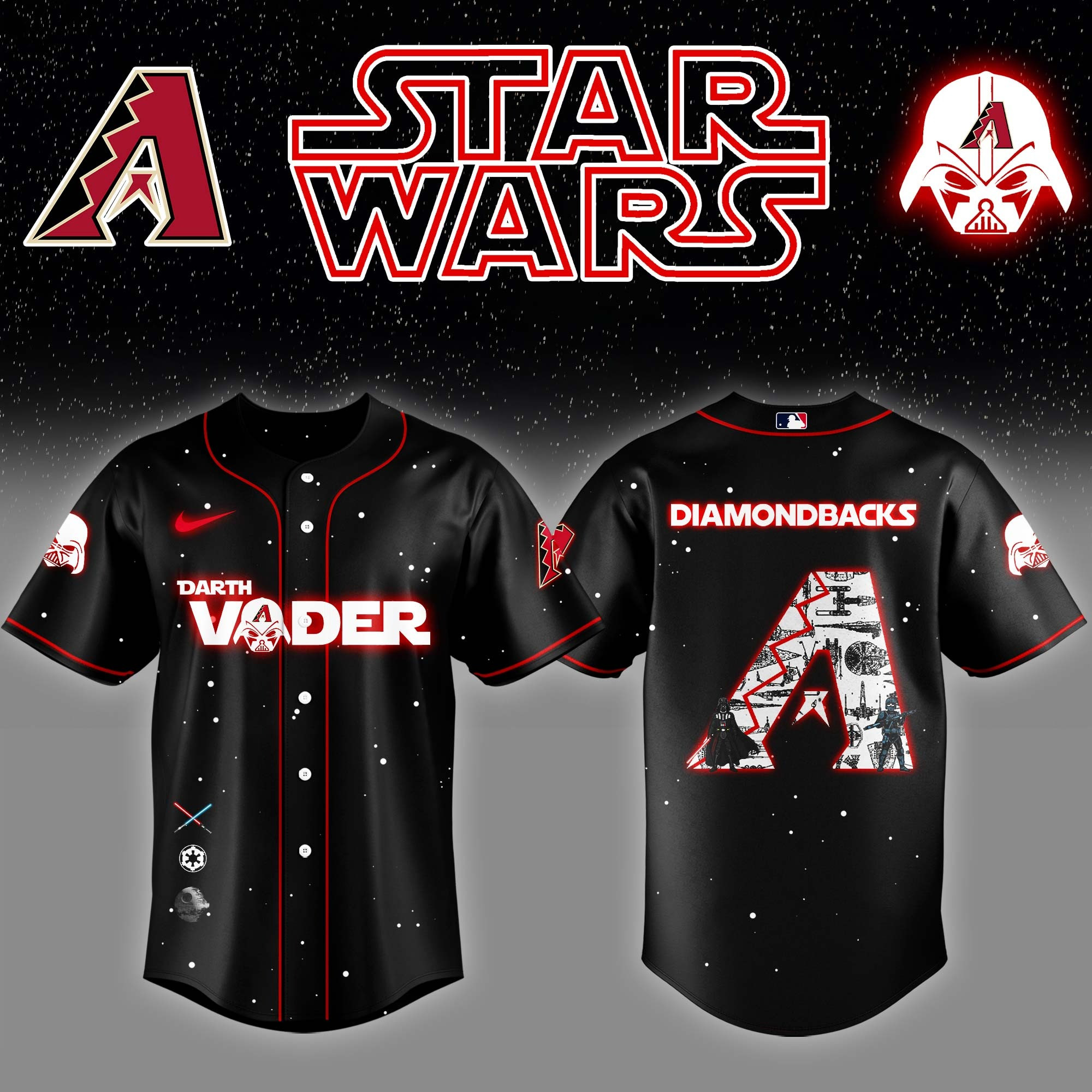 Arizona Diamondbacks x Star Wars Darth Vader Night Baseball Jersey Best Gifts For Hockey Fans