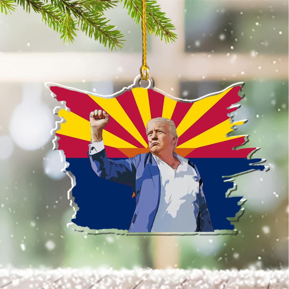 Arizona for Trump 2024 Ornament Shape Donald Trump Fight Ornament for Christmas