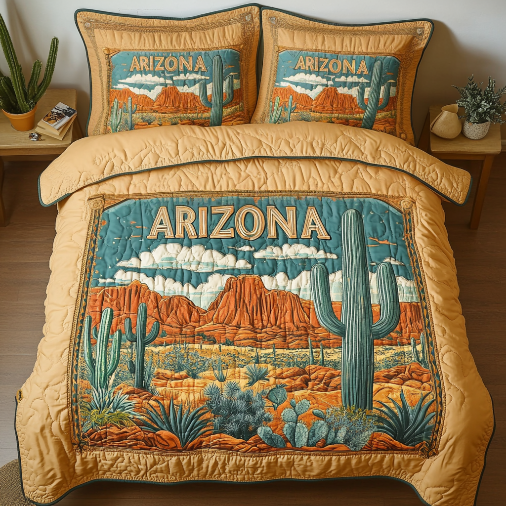 Arizona Glow Quilted Bedding Set Bed Decor Great CactusLover Gifts