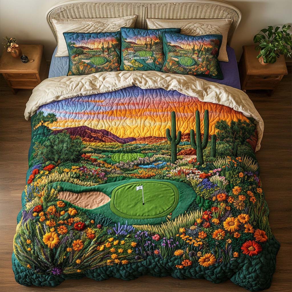 Arizona Golf Days Quilted Bedding Set Bedroom Decorations Cactus Gifts For Him