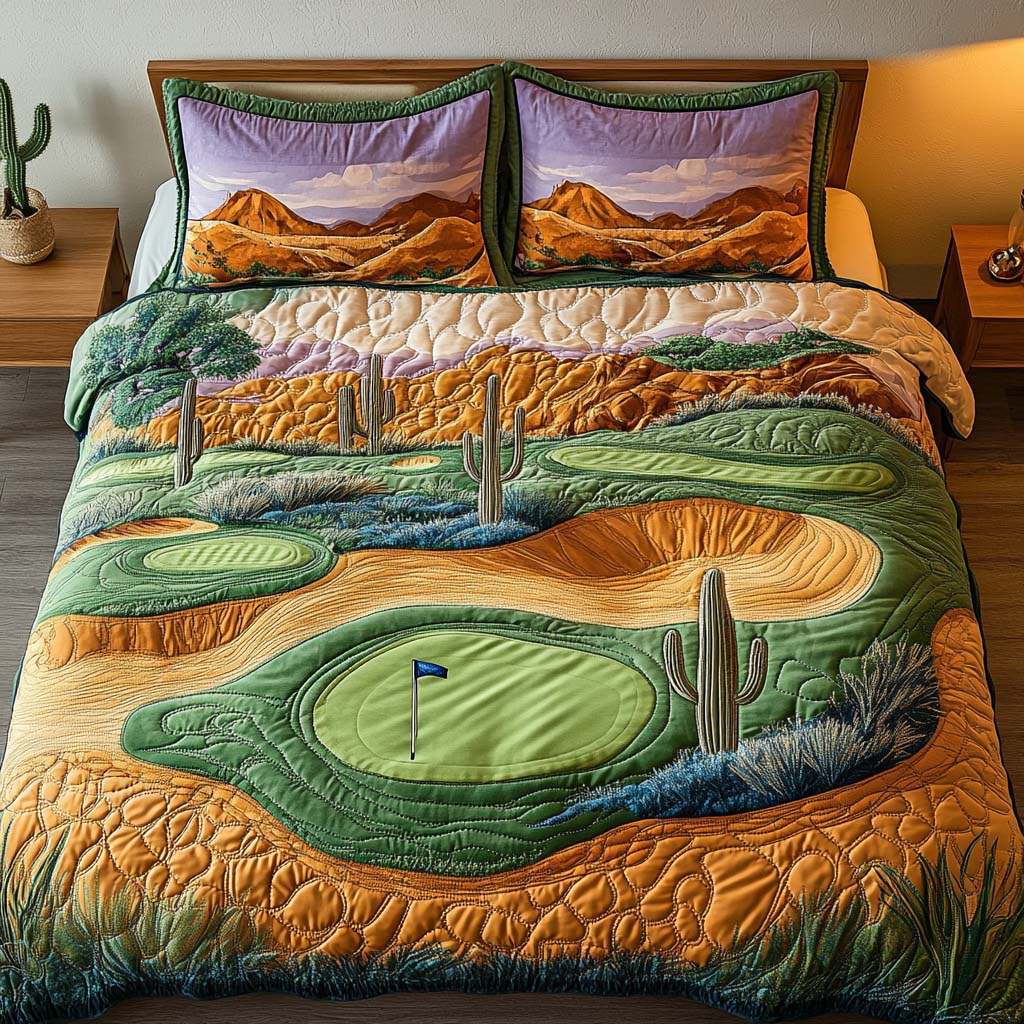 Arizona Golf Dreamscape Quilted Bedding Set Bed Room Decoration Cute Cactus Gifts